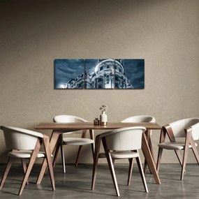 Építészet a sötétben képe (órával) (90x30 cm)