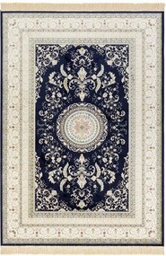 Szőnyeg 95x140 nappaliba,hagyományos klasszikus minta sötétkék-krém