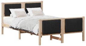 Ágykeret fejtámlával Barna és fekete 120 x 200 cm Tömör fenyőfa