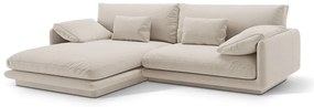 Fehér bársony sarokkanapé (bal oldali-heverő résszel) Torino – Micadoni