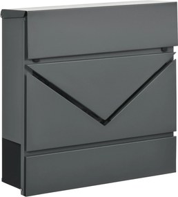 HOMCOM Falra Szerelhető Postaláda Zárral, Fedéllel, Horganyzott Acélból, Kültéri Használatra, 37 x 10,5 x 37 cm, Sötétszürke | Aosom