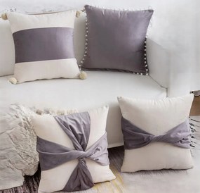 Dekoratív párnahuzat szett 4 db 45X45 cm bársony velúr bézs szürke