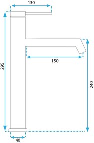 Rea Foss, magas mosdócsap h-295, acél, REA-B5318