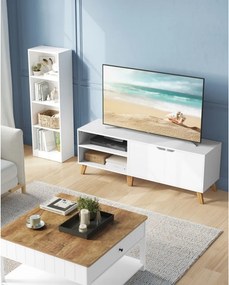TV szekrény, 2 ajtóval, polcokkal, fehér 140x40x45cm