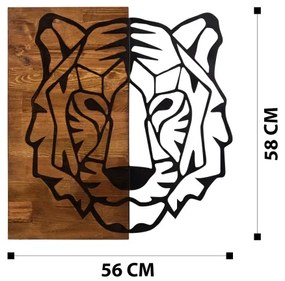 Fali dekoráció 56x58 cm tigris fa/fém