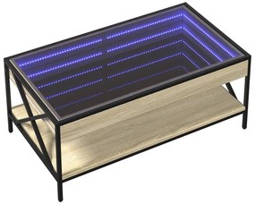 Sonoma tölgy végtelen hatású LED-es dohányzóasztal 90x50x38 cm