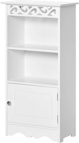 HOMCOM Padlószekrény és 2 Polcos Szekrény Ajtóval Fehér MDF Fürdőszobához 40Sz x 23Mé x 80Ma cm | Aosom