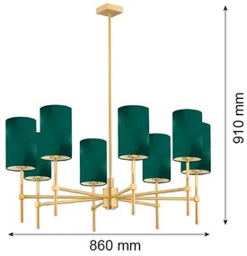 Argon 5055 - Csillár rúdon ABRUZZO 8xE14/7W/230V sárgaréz/zöld