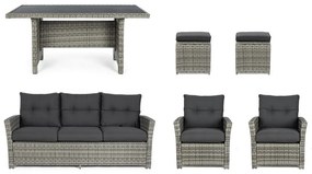 Szürke műrattan hatszemélyes kerti lounge szett Ariel – Bizzotto