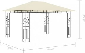krémszínű pavilon szúnyoghálóval 4 x 3 x 2,73 m 180 g/m²