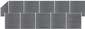vidaXL 10 négyszögletes és 1 ferde szürke WPC kerítéselem 1830x186 cm