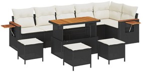 Kerti Kanapé Szett 10 pcs Fekete és krémszínű 110 x 55 x 71 cm