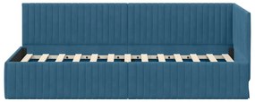 Sarokágy keret fejtámlával Kék 80 x 200 cm Bársony