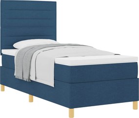 vidaXL Boxrugós ágy matracmal fejtámlával Kék 90 x 200 cm szövet