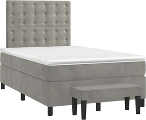 vidaXL világosszürke bársony rugós ágy matraccal 120 x 190 cm