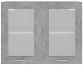 betonszürke szerelt fa függő üvegszekrény 80 x 31 x 60 cm