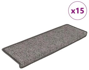 15 db szizál hatású szürke-bézs lépcsőszőnyeg 65x21x4 cm