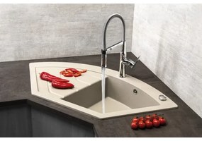 Sapho - Sarok konyhai mosogató 114x57,5 cm gránit/bézs