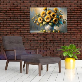 Kép – Napraforgós váza (90x60 cm)