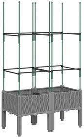 világosszürke PP rácsos kerti ültetőláda 80 x 40 x 142,5 cm