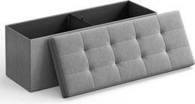 Puff 110x38x38 cm, tároló ottomán pad, 120 L, sötétszürke