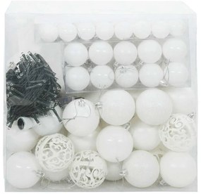 Karácsonyi Díszgömb Készlet 300 LED-del 120 pcs Fehér Műanyag
