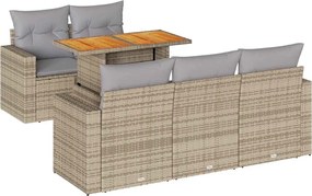 vidaXL 6 részes bézs polyrattan kerti ülőgarnitúra párnával