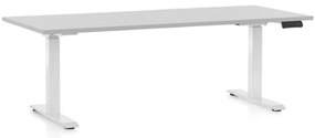 Állítható magasságú asztal OfficeTech D, 180 x 80 cm, fehér alap, világos szürke