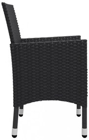 9 részes fekete polyrattan és üveg kerti étkezőgarnitúra