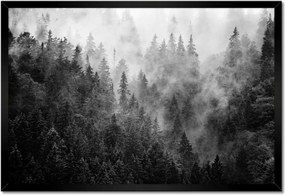 Poszter keretben 60x40 Tájkép Szürke Hegyek Köd