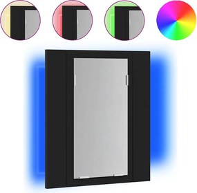 vidaXL fekete akril LED-es fürdőszobaszekrény tükörrel 40x12x45 cm
