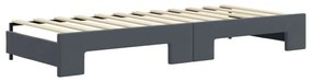 sötétszürke kihúzható bársony heverő fiókkal 80 x 200 cm