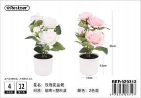 Mesterséges rózsa cserépben lakásdekoráció 30cm