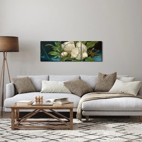 Kép - Martin Johnson Heade, Giant Magnolias on a Blue Velvet Cloth, reprodukciók (órával) (90x30 cm)