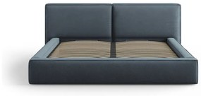 Sötétkék kárpitozott franciaágy tárolóhellyel, ágyráccsal 140x200 cm Arendal – Cosmopolitan Design