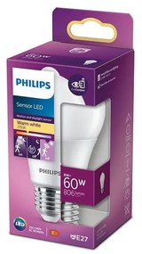 Philips A60 LED izzó E27/8W/230V, 2700K, mozgásérzékelővel