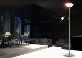 Globo 58931LED Állólámpa fém matt króm, szatén üveg búrákkal. Schalter, ø: 300, H:1780, tartozék: E27 LED 9W 230V 700lm, 3000K, E14 LED 3W 230V 200lm, 3000K