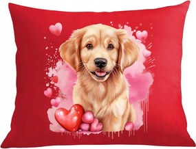 Párna párnahuzat Valentin napi ajándék Golden Retriever kutya