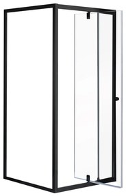 Flexi falsíkra szerelhető szögletes zuhanykabin 80x80 cm zuhanytálca nélkül fekete