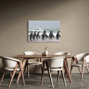Pingvinek képe az óceán mellett (90x60 cm)