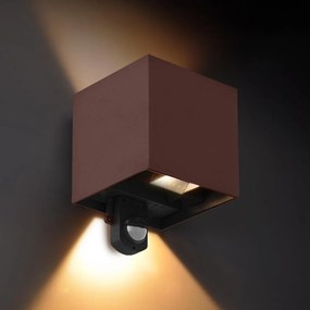 Brilagi - LED kültéri fali lámpa érzékelővel CUBE LED/6W/230V barna IP65