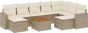 vidaXL 10 részes bézs polyrattan kerti ülőgarnitúra párnával