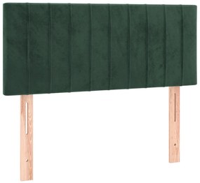 sötétzöld bársony rugós ágy matraccal 80 x 200 cm