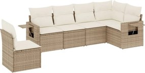 vidaXL 6 részes bézs polyrattan kerti ülőgarnitúra párnával