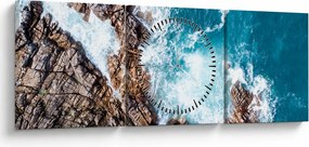 Kép a sziklák és a tenger (órával) (90x30 cm)
