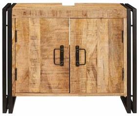 Fürdőszobai mosdószekrény 71 x 33 x 58 cm Tömör mangófa és vas