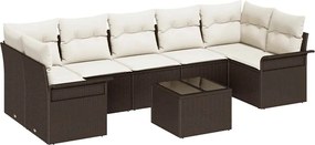 vidaXL Kerti Kanapé Szett párnával 8 pcs Barna polirattan