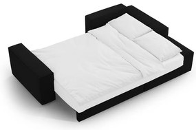 Fekete bársony kinyitható-tárolóhelyes sarokkanapé (jobb oldali-heverő résszel) Jodie – Micadoni