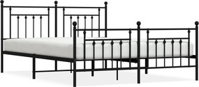 vidaXL fekete fém ágykeret matrac nélkül lábtartóval 180 x 200 cm