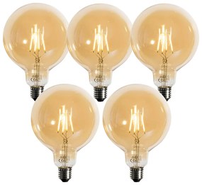 5 darabos E27 szabályozható LED izzó szett, arany G125 4,9W 450 lm 2200K